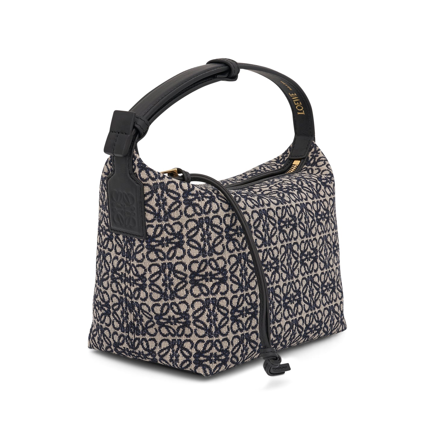 Small Cubi Bag in Anagram Jacquard and Calfskin in Navy/Black