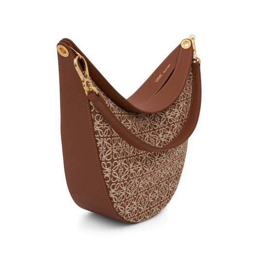 Medium Luna Bag in Anagram Jacquard and Calfskin in Tan/Pecan