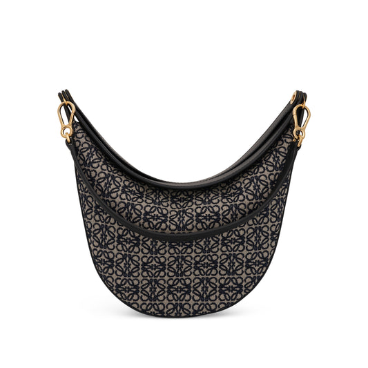 Medium Luna Bag in Anagram Jacquard and Calfskin in Navy