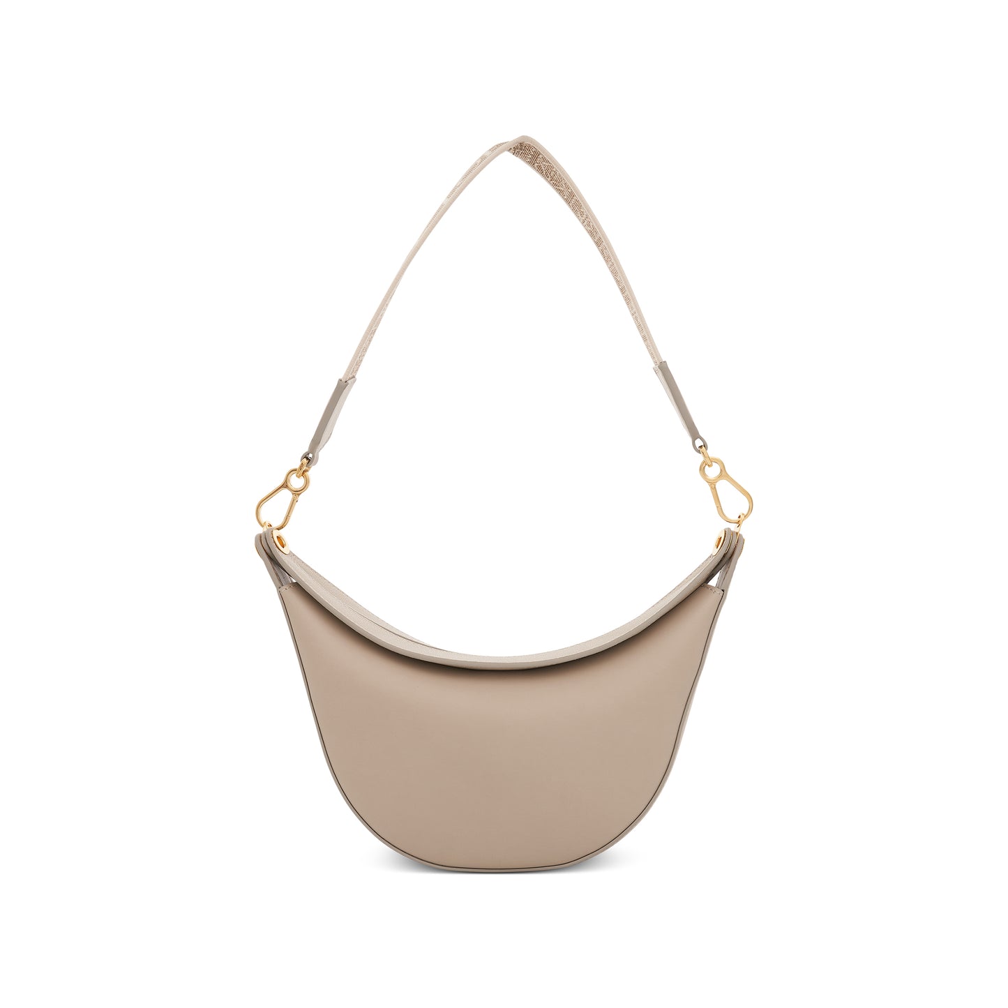 Small Loewe Luna Bag in Satin Calfskin and Jacquard Strap in Light Oat