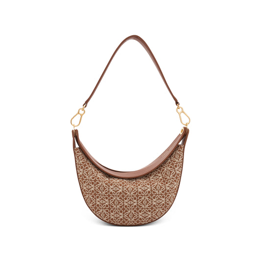 Small Loewe Luna Bag in Anagram Jacquard and Classic Calfskin in Tan