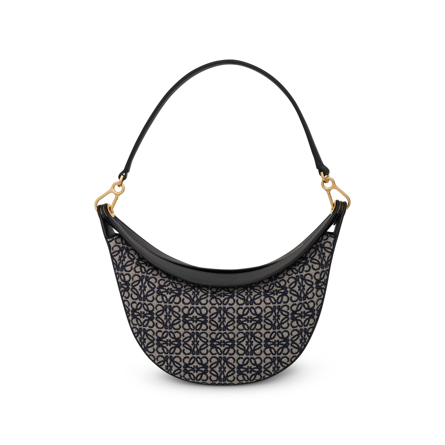 Small Luna Bag in Anagram Jacquard and Calfskin in Navy