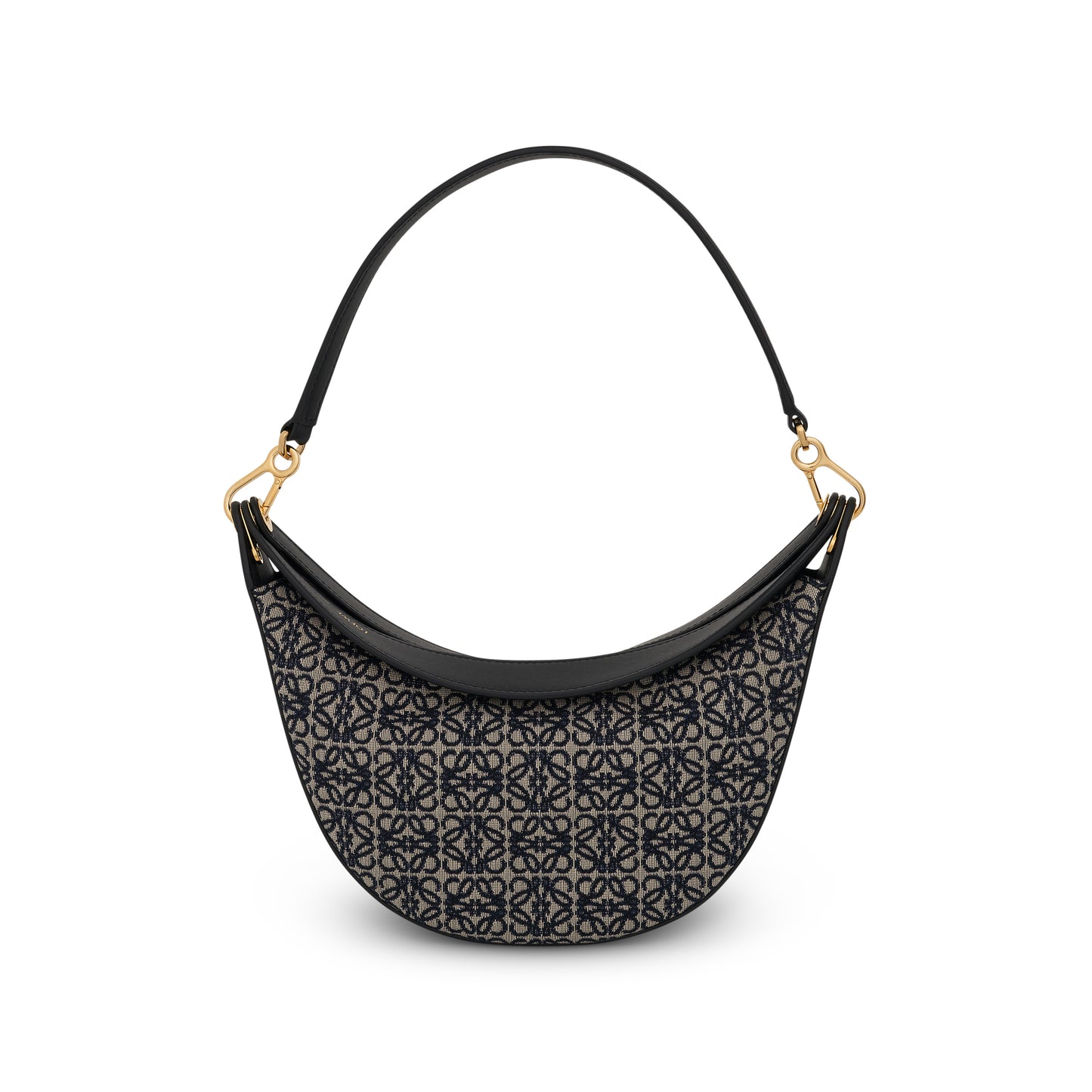 Small Luna Bag in Anagram Jacquard and Calfskin in Navy