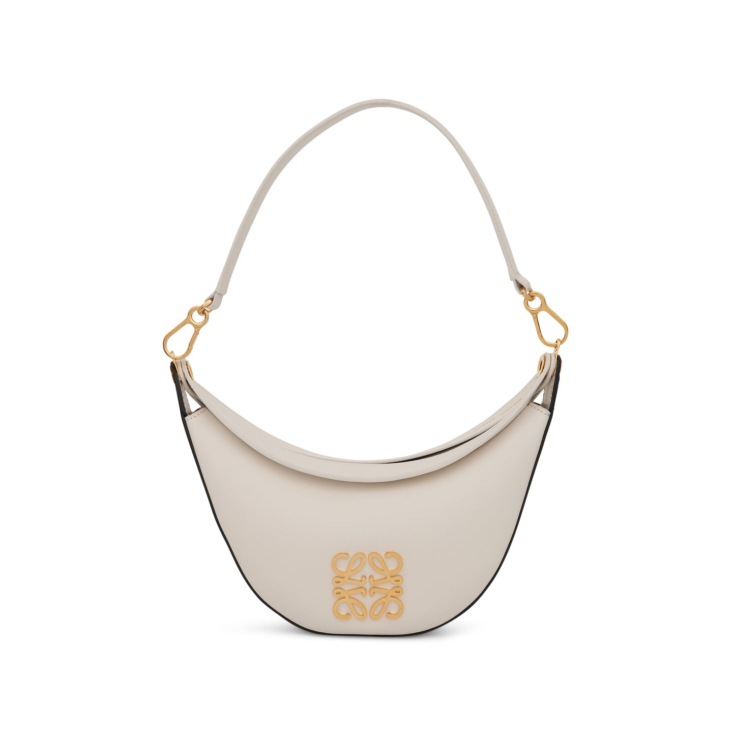 Small Loewe Luna Bag in Satin Calfskin in Soft White