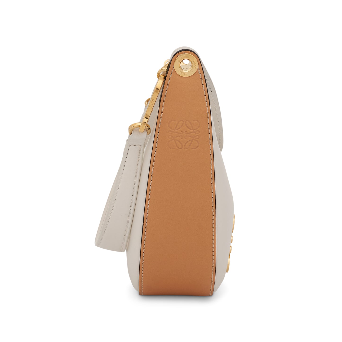 Small Loewe Luna Bag in Satin Calfskin in Soft White