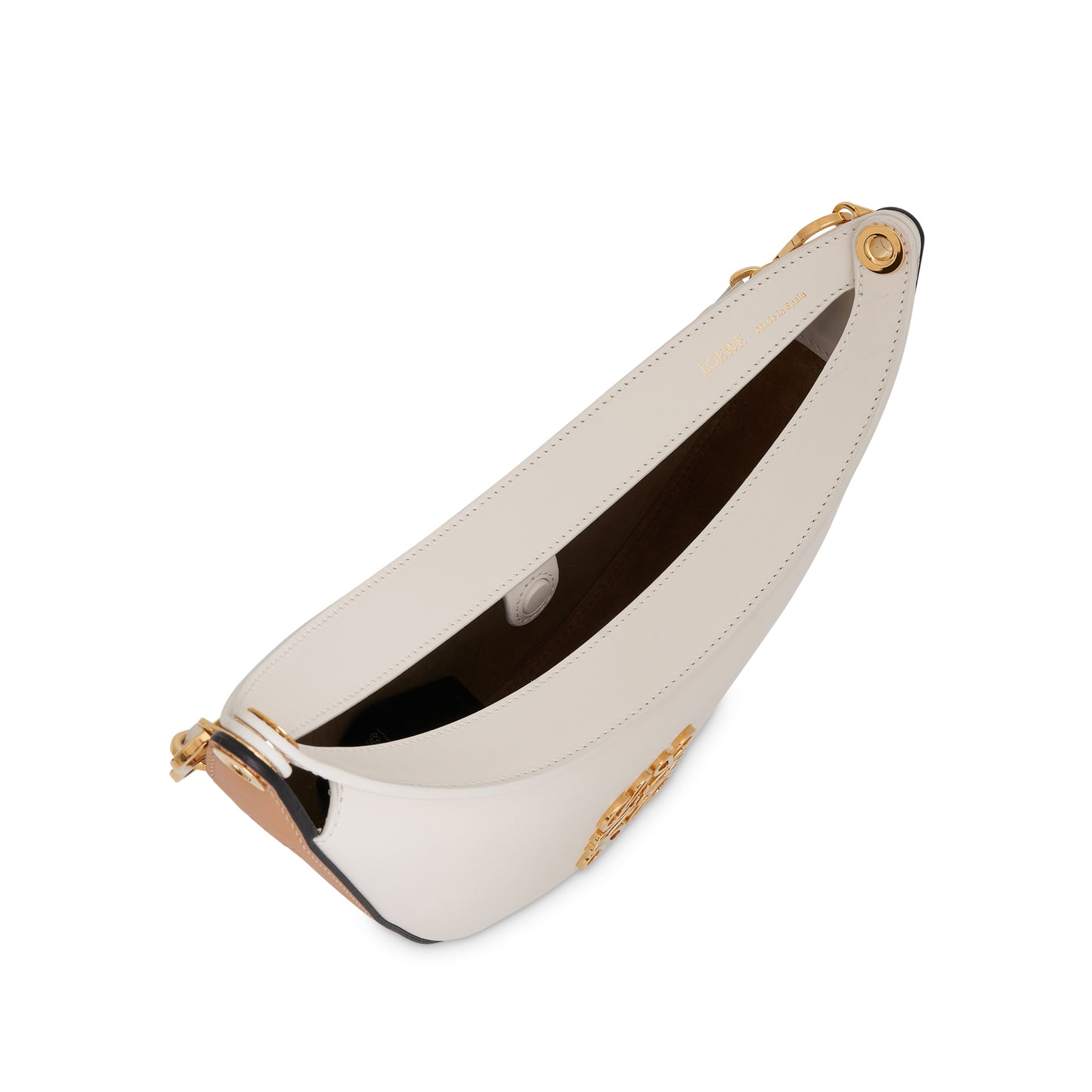 Small Loewe Luna Bag in Satin Calfskin in Soft White