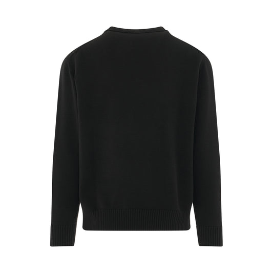 Logo Crewneck Knit Sweater in Black