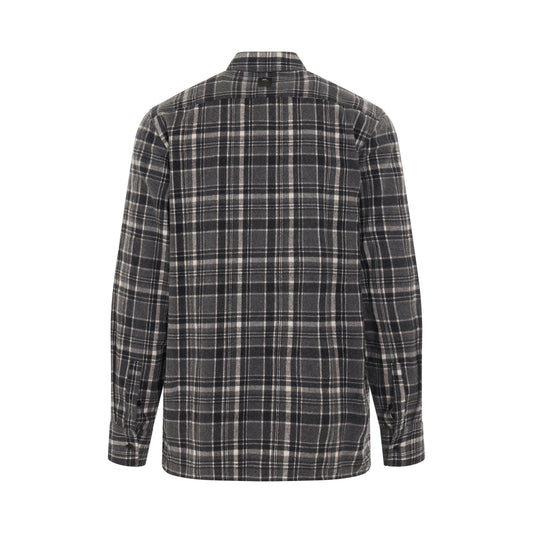 Plaid Logo Flannel Shirt in Black