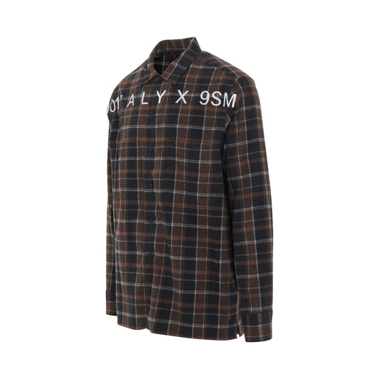 Plaid Logo Flannel Shirt in Brown