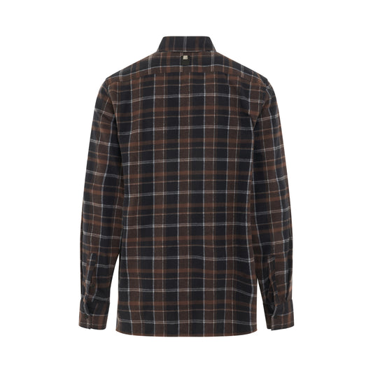 Plaid Logo Flannel Shirt in Brown