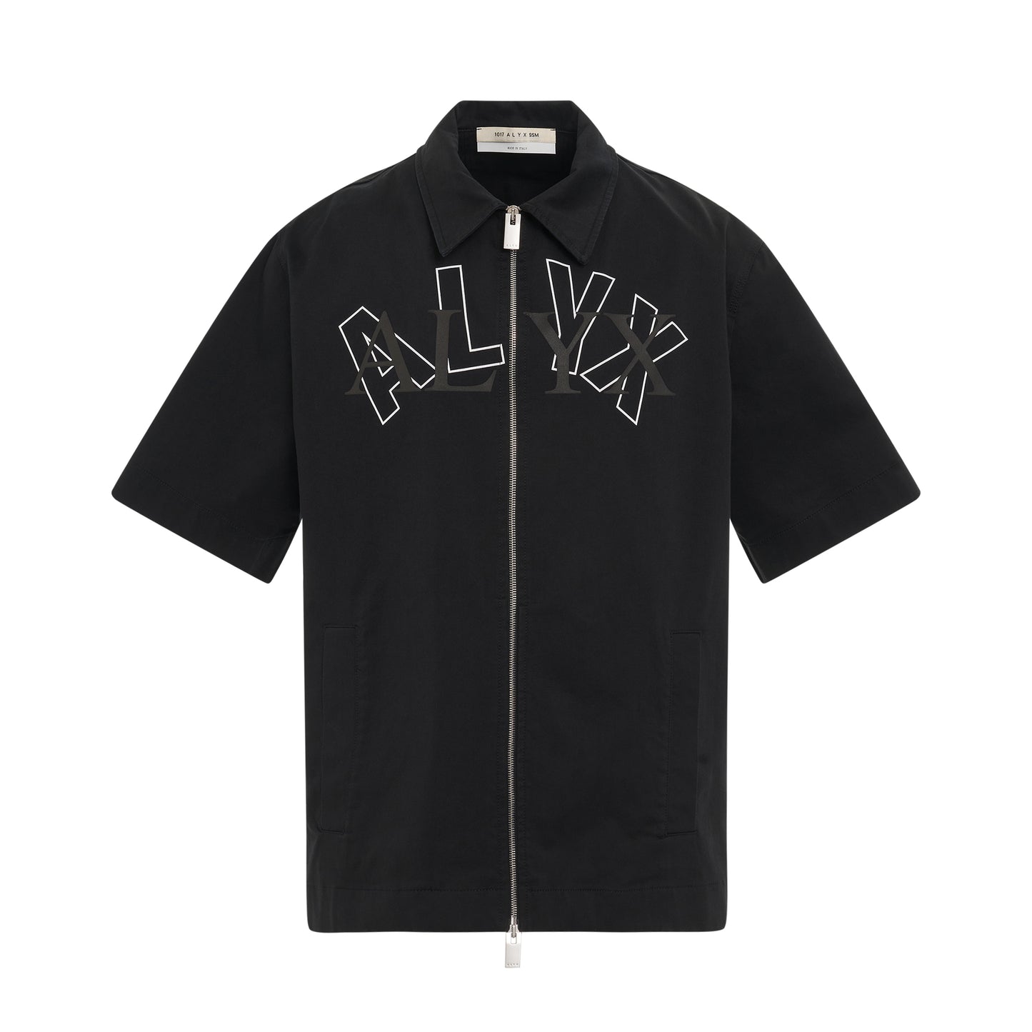 Logo S/S Zip Shirt in Black