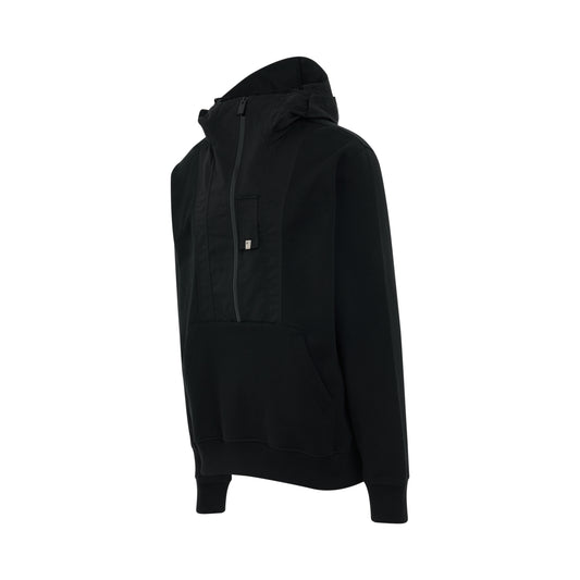 Mid Zip Hoodie in Black