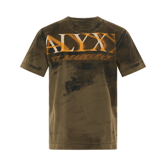 Graphic Print S/S T-Shirt in Military Green