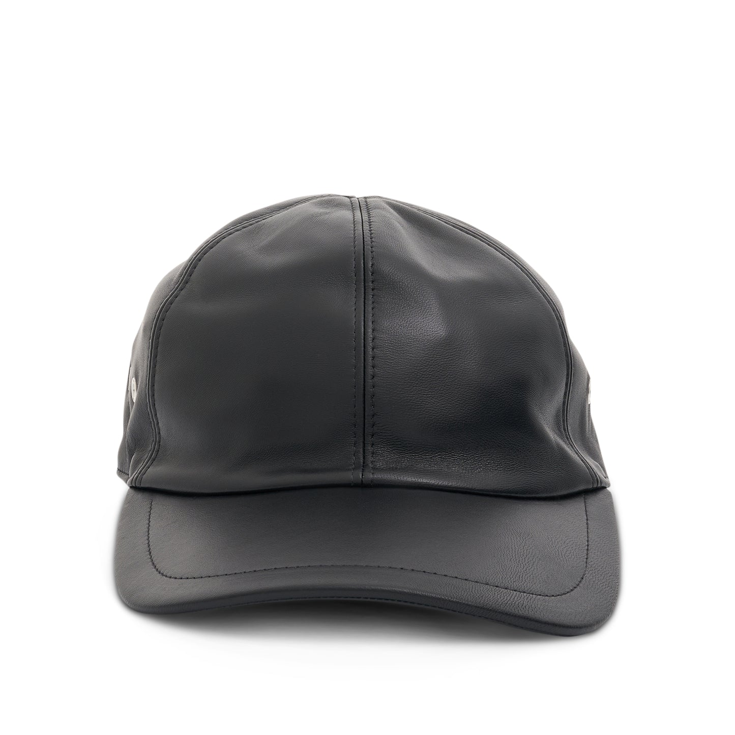 Leather Baseball Cap in Black