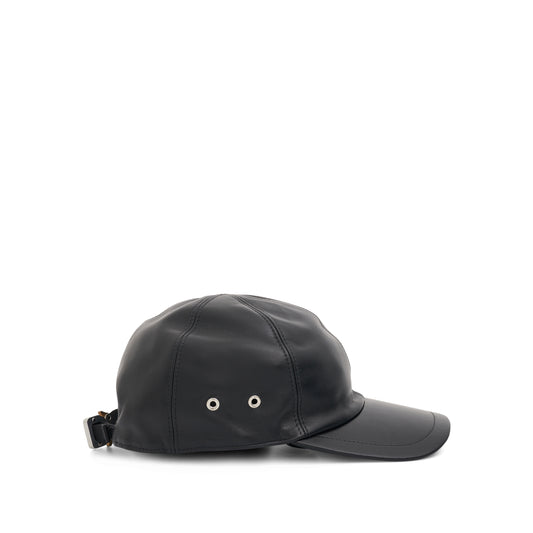 Leather Baseball Cap in Black