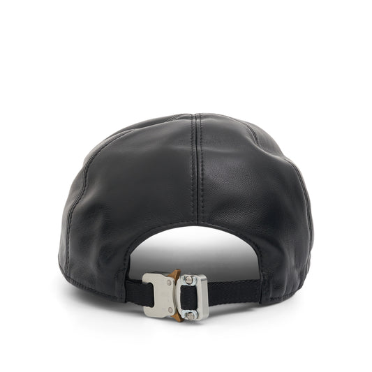 Leather Baseball Cap in Black