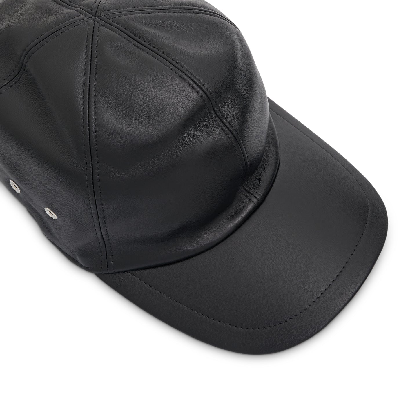 Leather Baseball Cap in Black