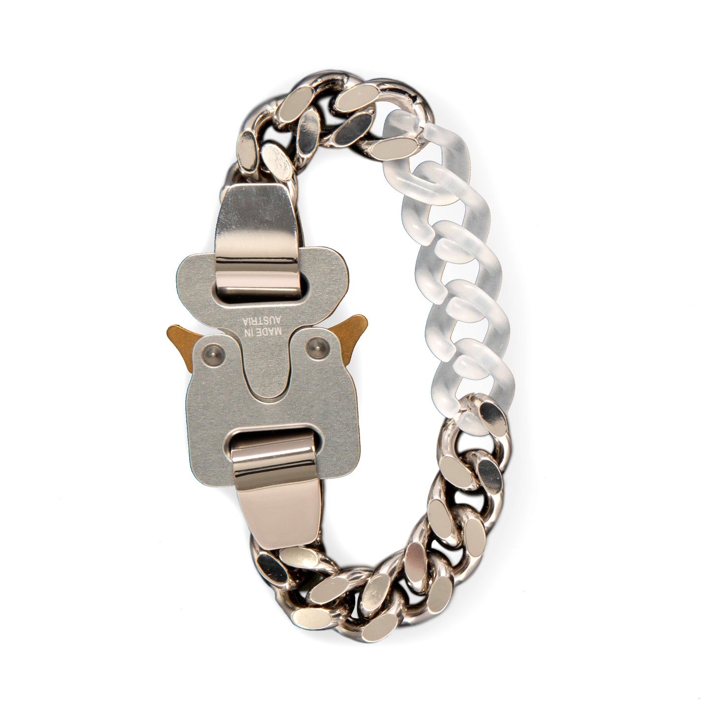 Metal And Nylon Chain Bracelet in Silver/Trans
