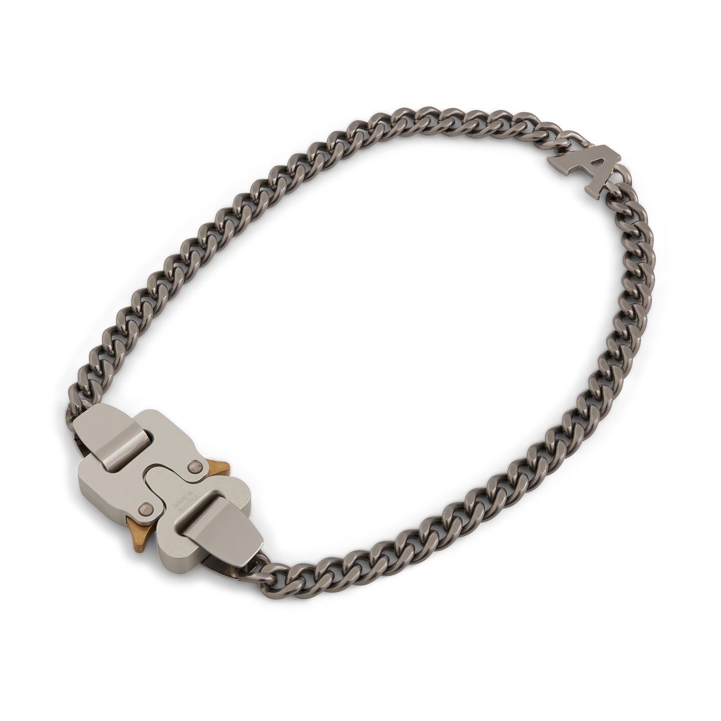 Buckle Necklace with Charm in Silver