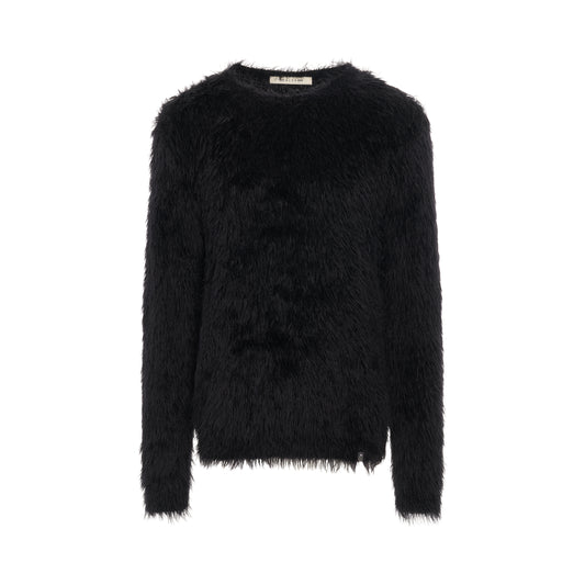 Feather Crewneck Sweater in Black