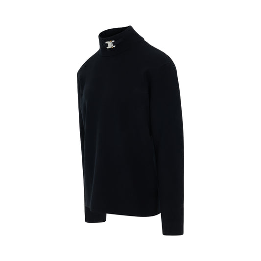 Buckle Turtleneck Sweater in Black