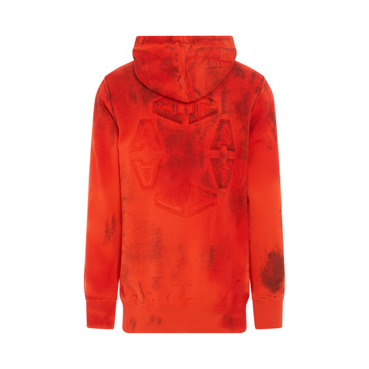 Graphic Print Fleece Hoodie in Red