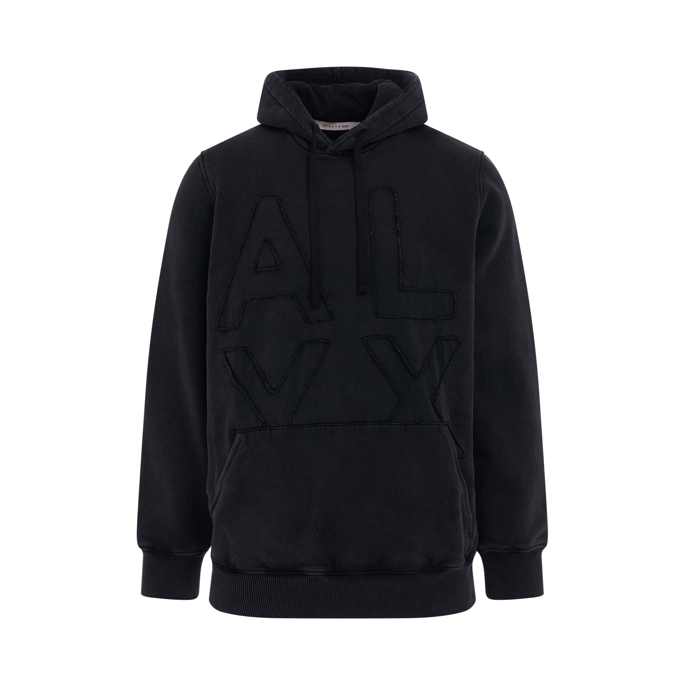 Textured Logo Hoodie in Black