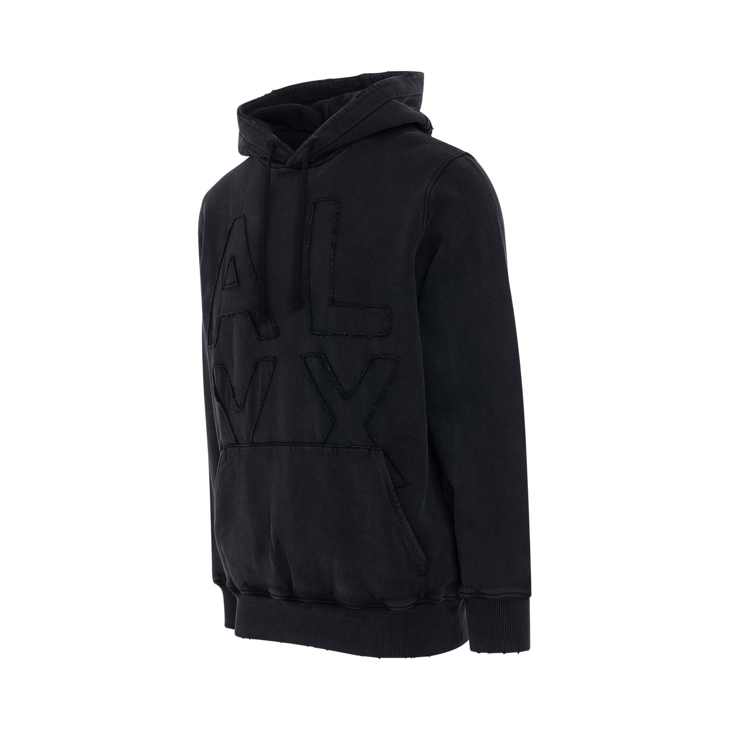 Textured Logo Hoodie in Black