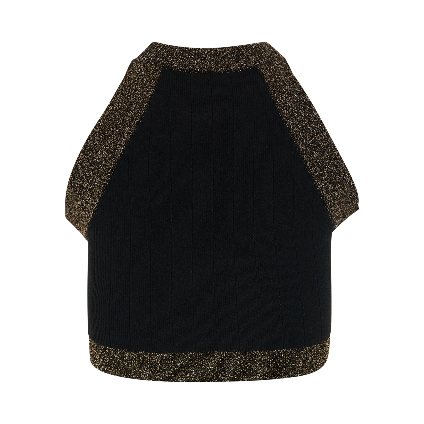 6 Button Golden Edge Knit Cropped Top in Black/Gold