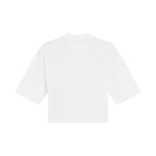 Logo Print Cropped T-Shirt in White/Black