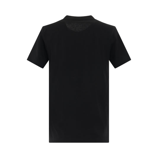 3 Button Logo Mettalic Flock T-Shirt in Black/Gold