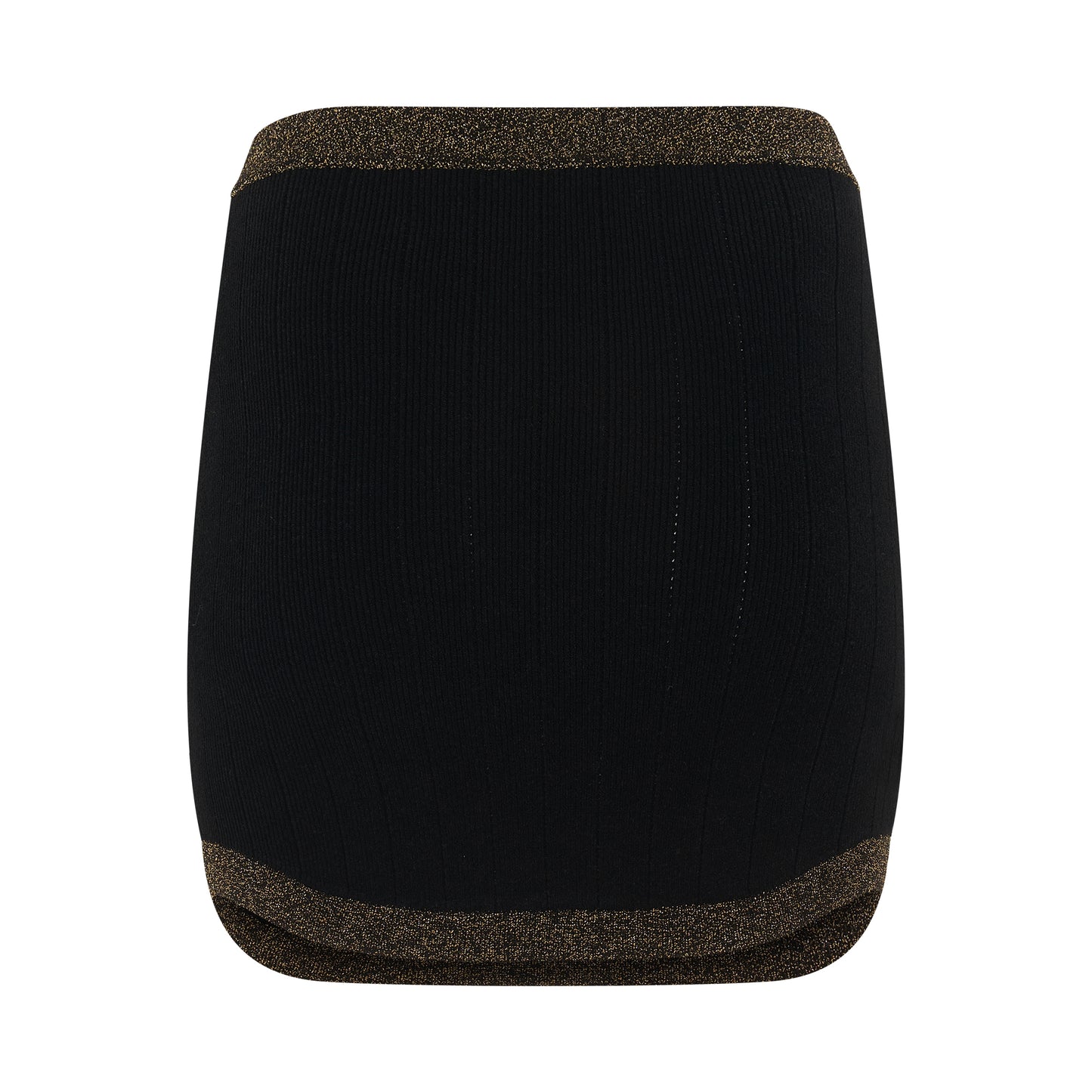 6 Button Golden Edge Knit Short Skirt in Black/Gold