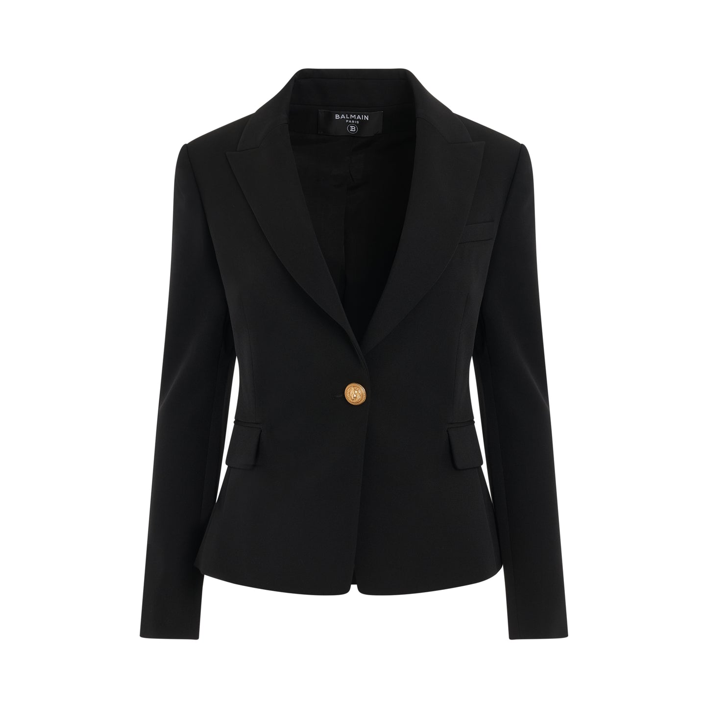 One Button Wool Jacket in Black