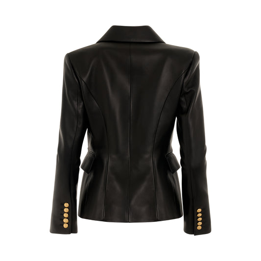 6 Button Leather Jacket in Black