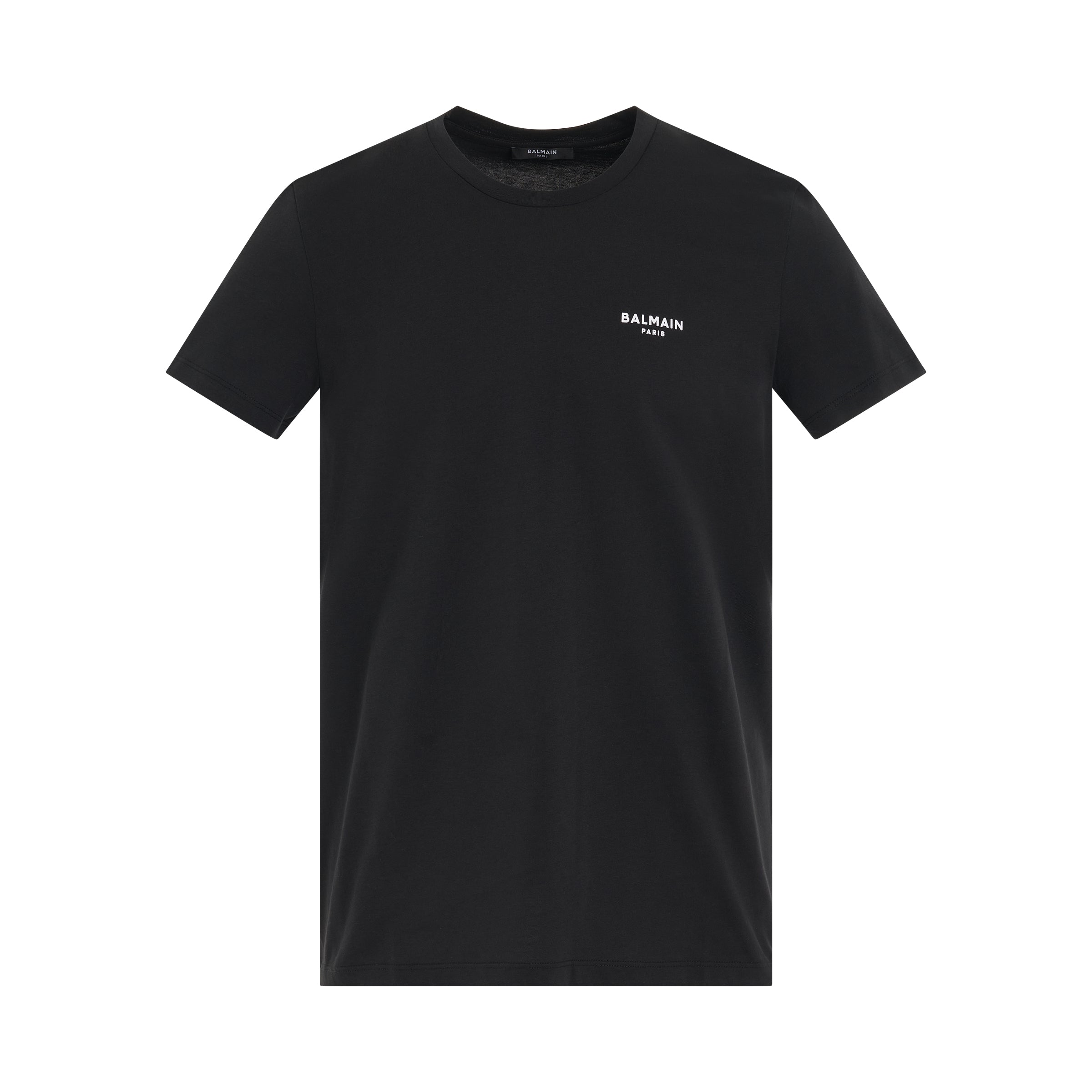 Logo Flock Classic Fit T-Shirt in Black/White