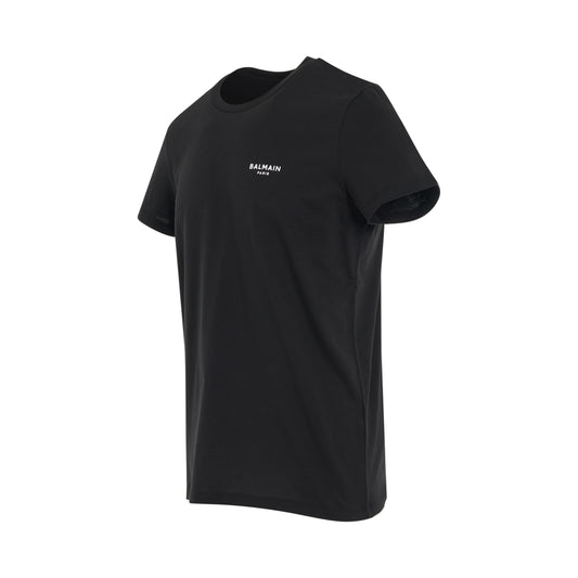 Logo Flock Classic Fit T-Shirt in Black/White