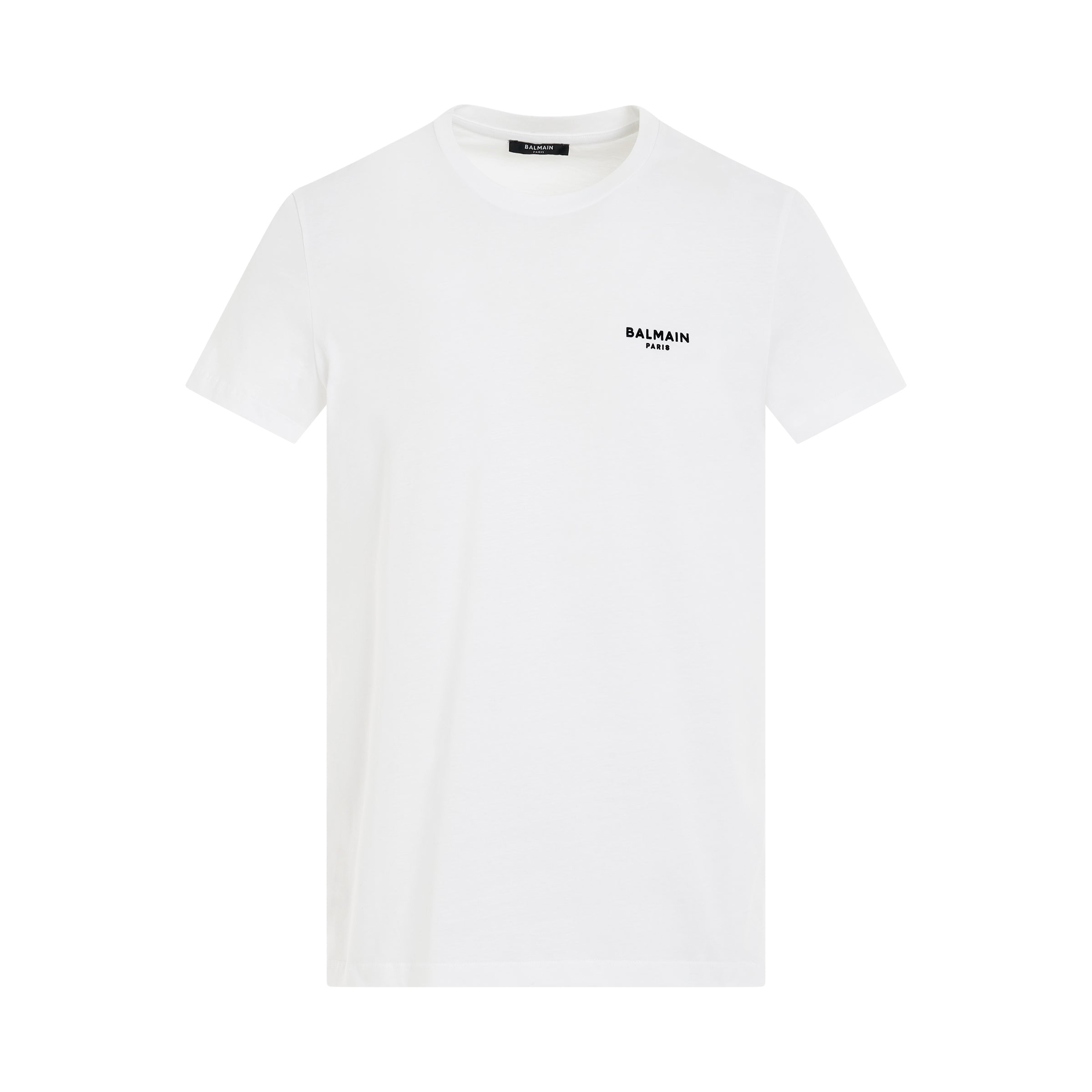 Logo Flock Classic Fit T-Shirt in White/Black