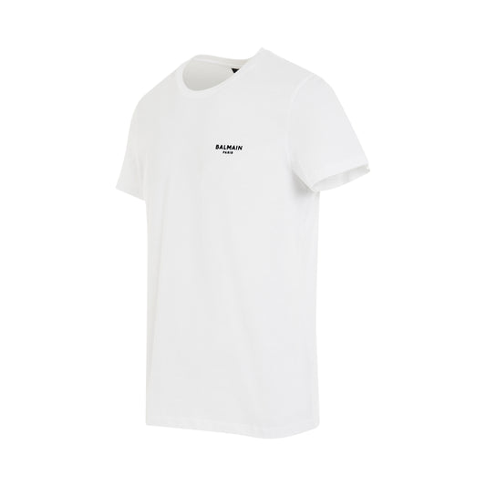 Logo Flock Classic Fit T-Shirt in White/Black