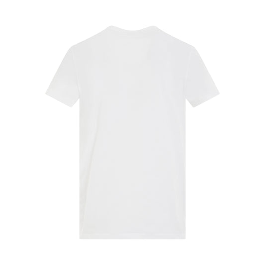 Logo Flock Classic Fit T-Shirt in White/Black