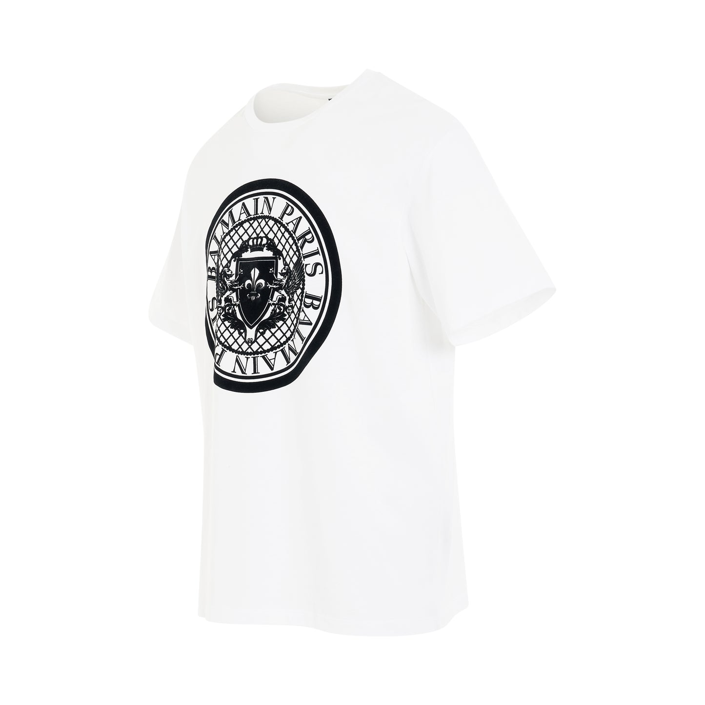 Coin Flock Straight Fit T-Shirt in White/Black