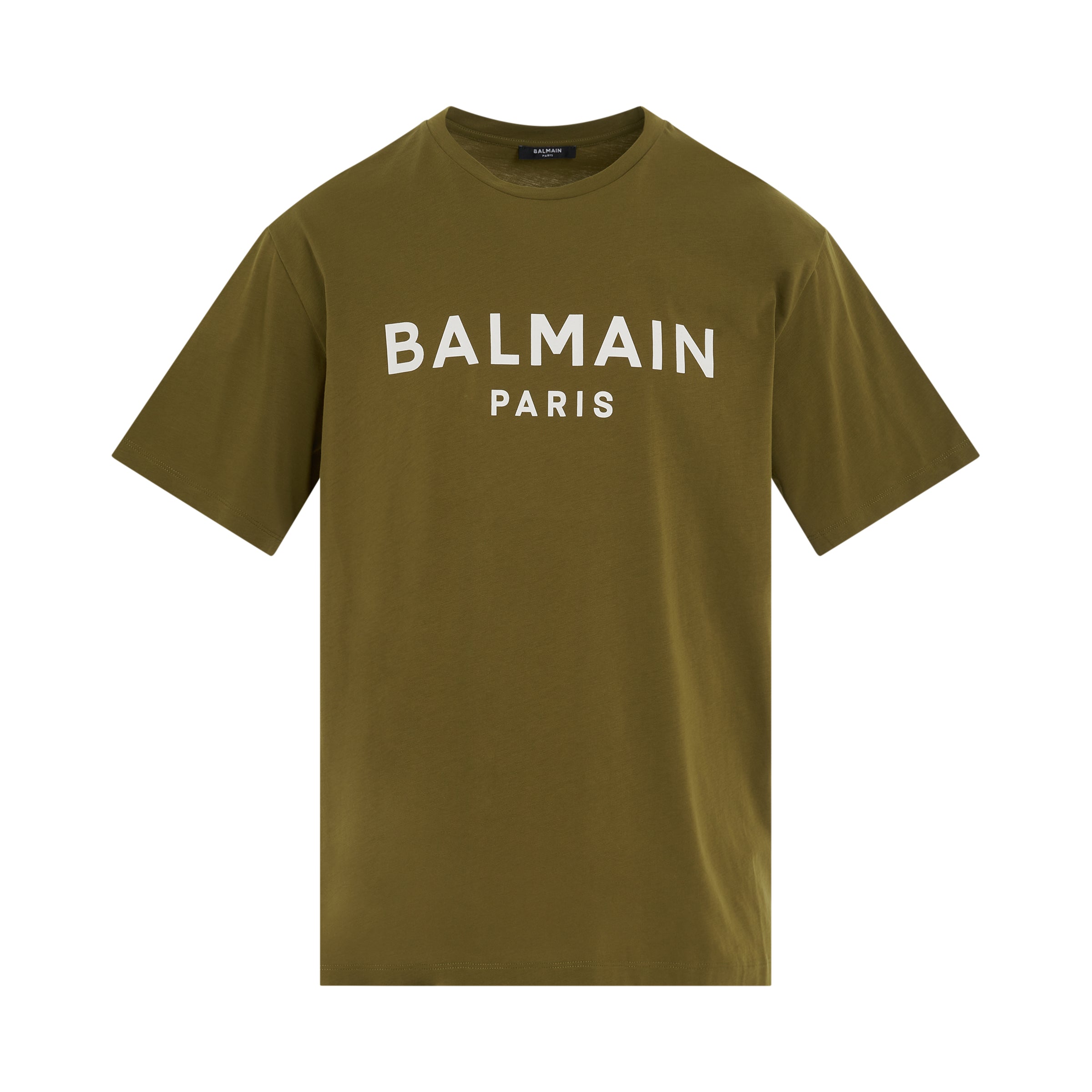 Logo Printed Straight Fit T-shirt in Khaki/Off White