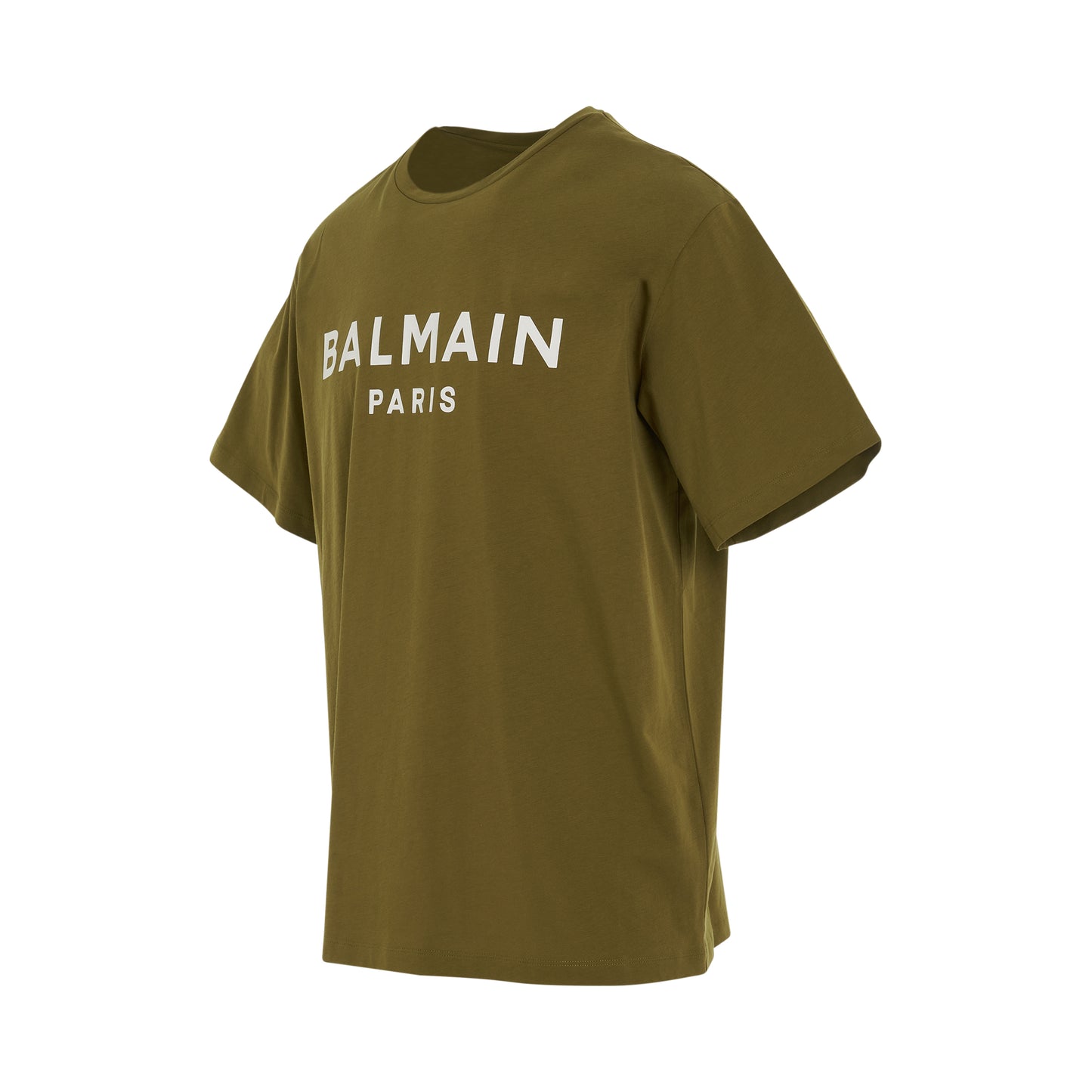 Logo Printed Straight Fit T-shirt in Khaki/Off White