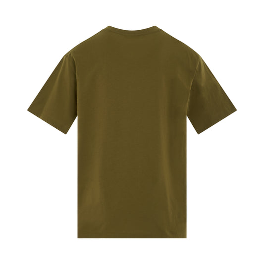 Logo Printed Straight Fit T-shirt in Khaki/Off White