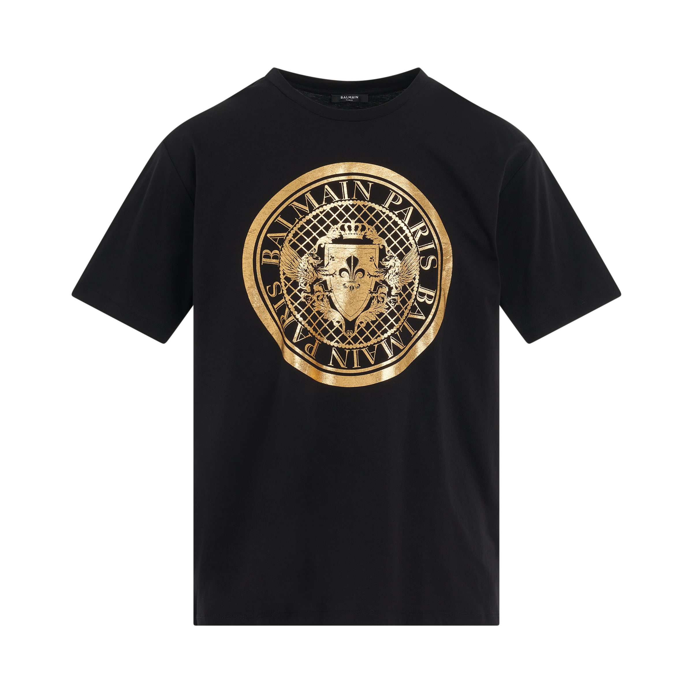 Coin Flock Straight Fit T-Shirt in Black/Gold