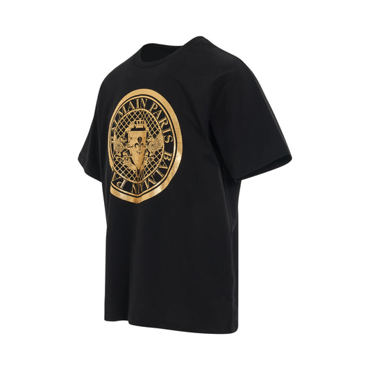 Coin Flock Straight Fit T-Shirt in Black/Gold