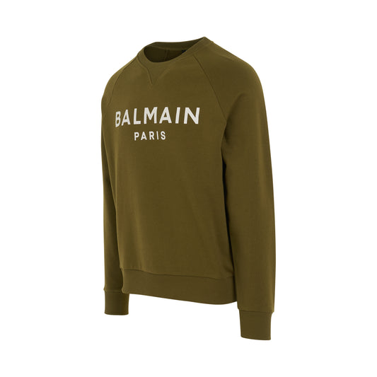 Logo Printed Sweatshirt in Khaki/Off White