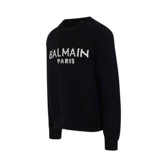 Merino Crewneck in Black/White