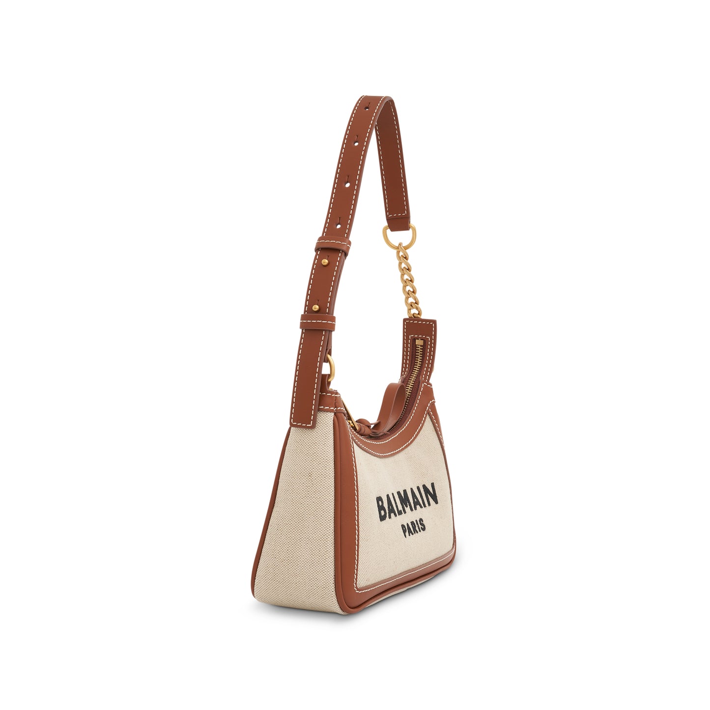 B-Army Canvas & Logo Shoulder Bag in Natural/Brown