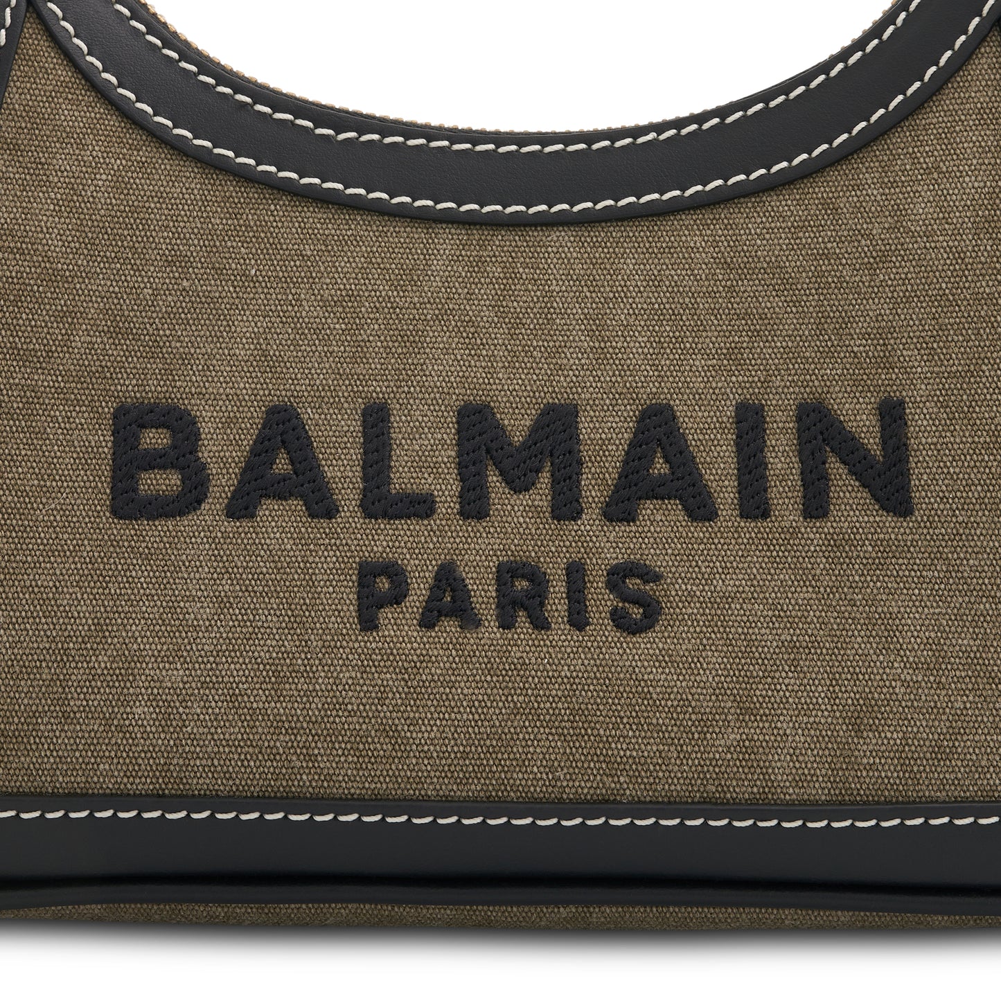 B-Army Canvas & Logo Shoulder Bag in Khaki/Black