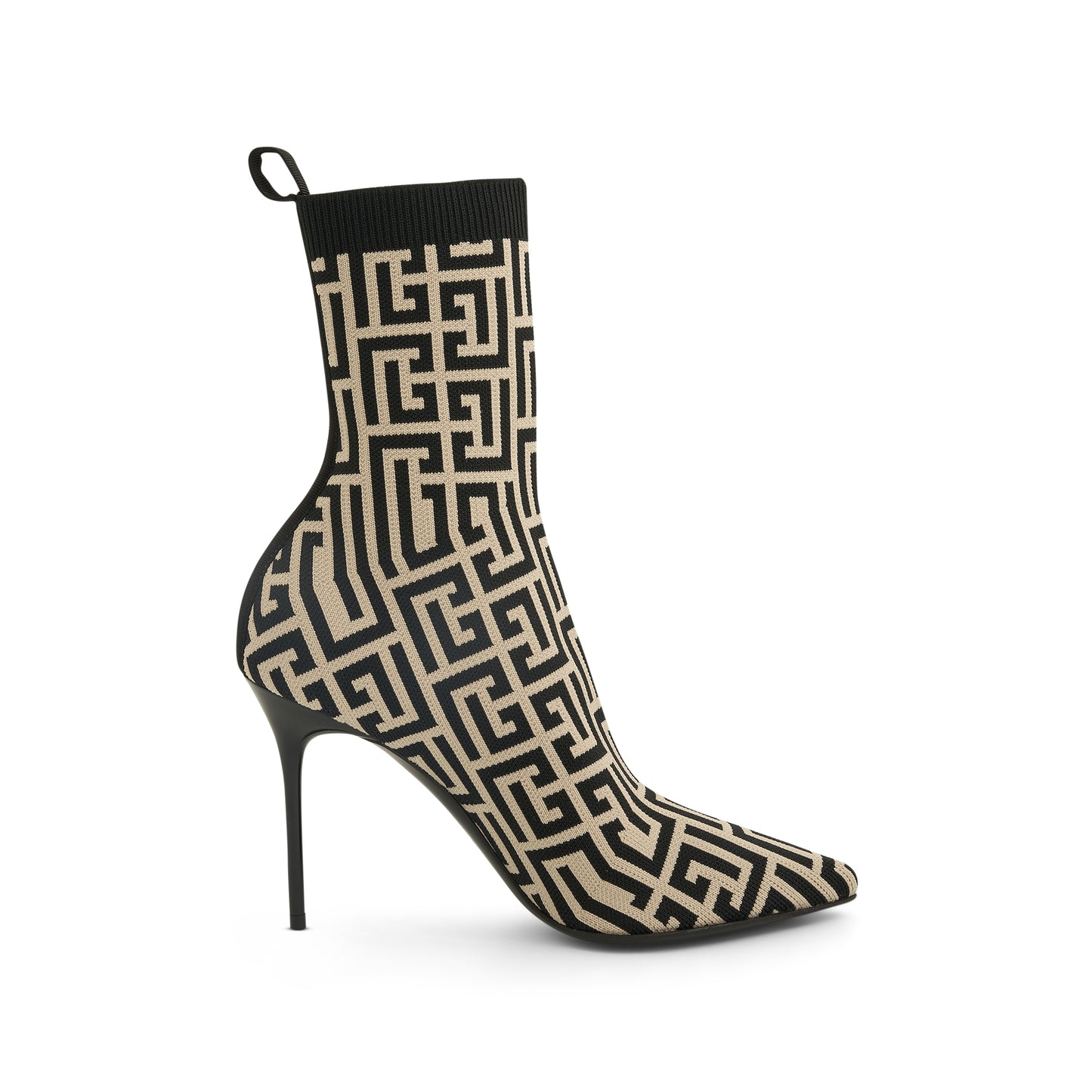 Skye Monogram Knit Ankle Boot in Ivory/Black